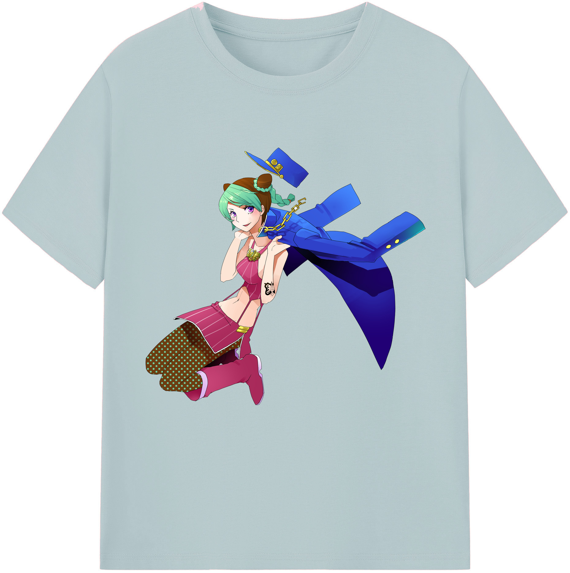 （画像用） "ジョジョの奇妙な冒険 くうじょう ジョリーン JoJo's Bizarre Adventure Jolyne Cujoh " 綿100％半袖Tシャツ（フロントプリント）
